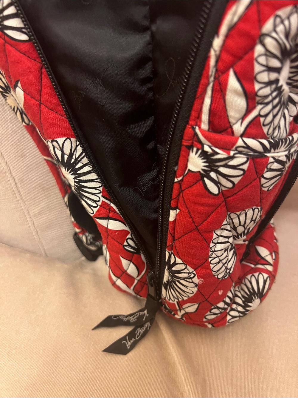 Vera Bradley Red Quilted Floral Backpack - Picture 6 of 12
